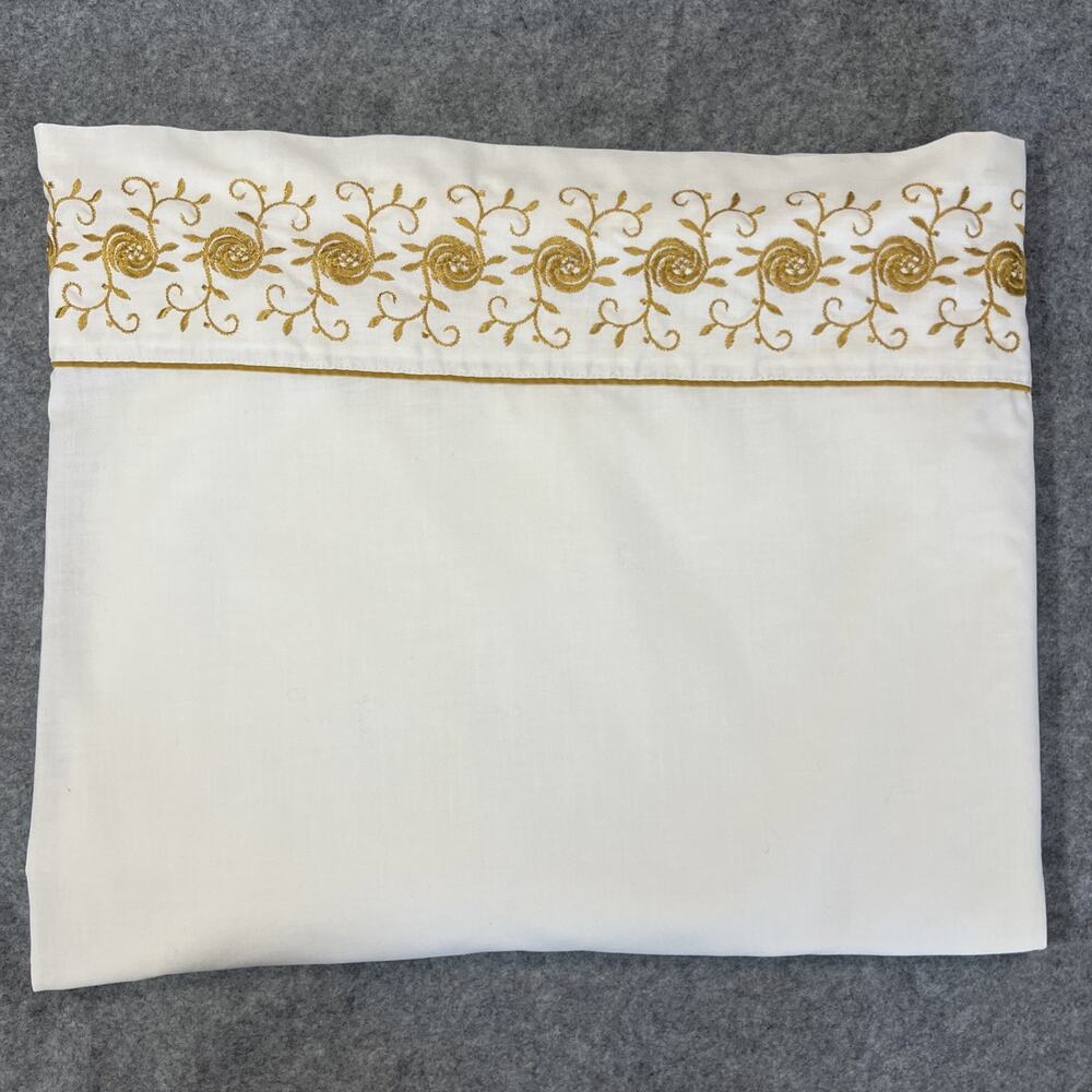 Vtg WAMSUTTA‎ Superlin Standard Twin Flat Sheet No Iron 70s USA Gold White